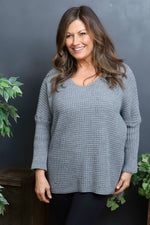 Albertina Waffle Jumper Mid Grey Mid Grey - Albertina Waffle Jumper Mid Grey
