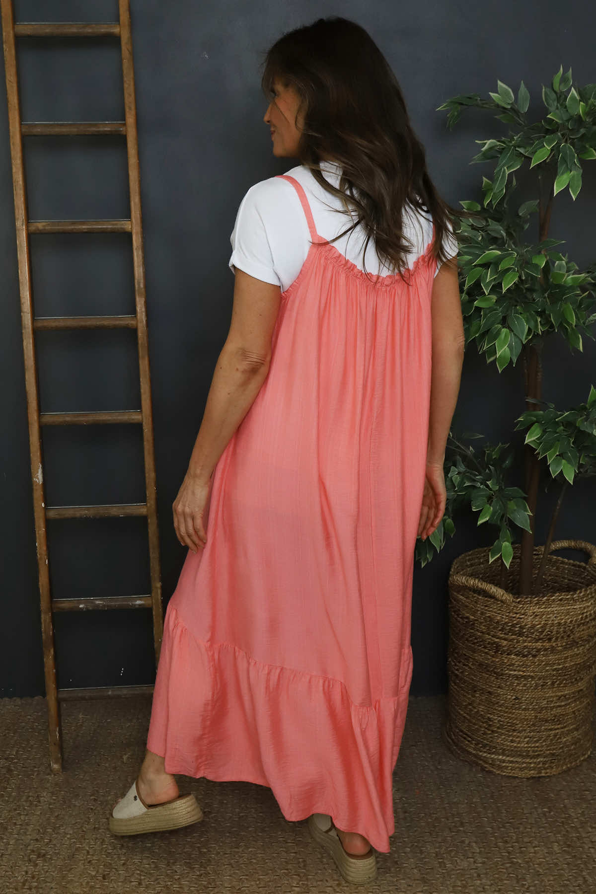 Zennor Strap Dress Coral