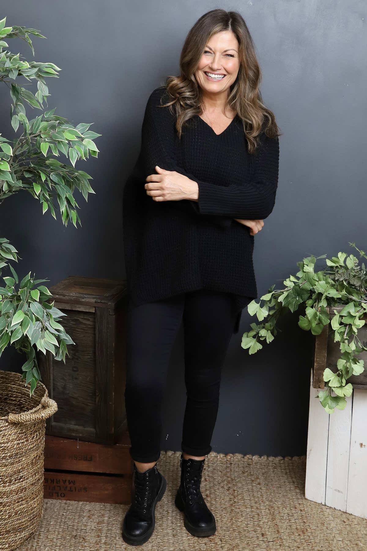 Albertina Waffle Jumper Black