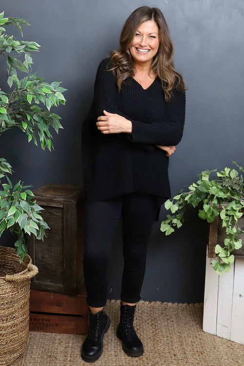 Albertina Waffle Jumper Black - Image 3