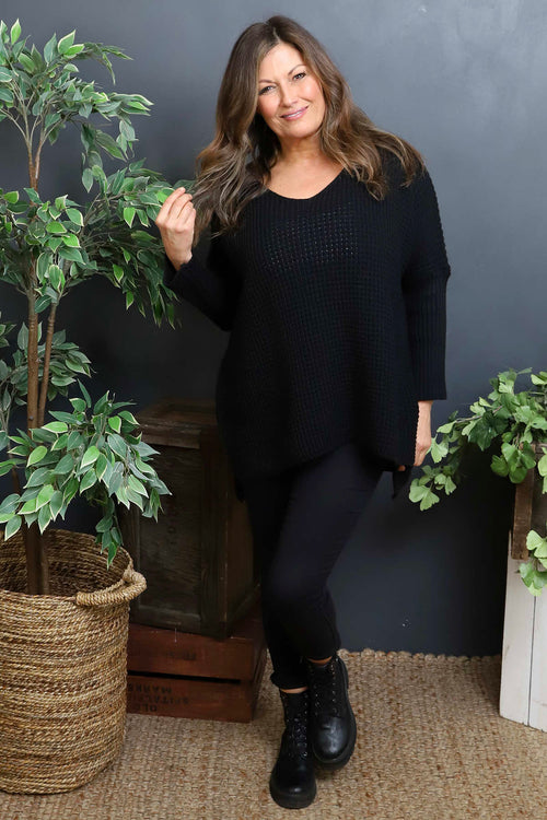 Albertina Waffle Jumper Black - Image 2