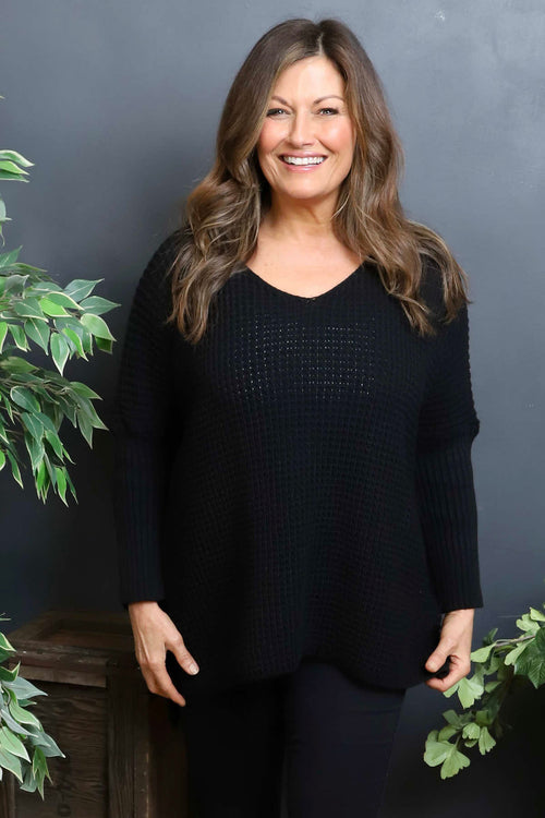 Albertina Waffle Jumper Black - Image 1