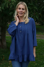 Dawsmere Button Linen Top Royal Blue Royal Blue - Dawsmere Button Linen Top Royal Blue
