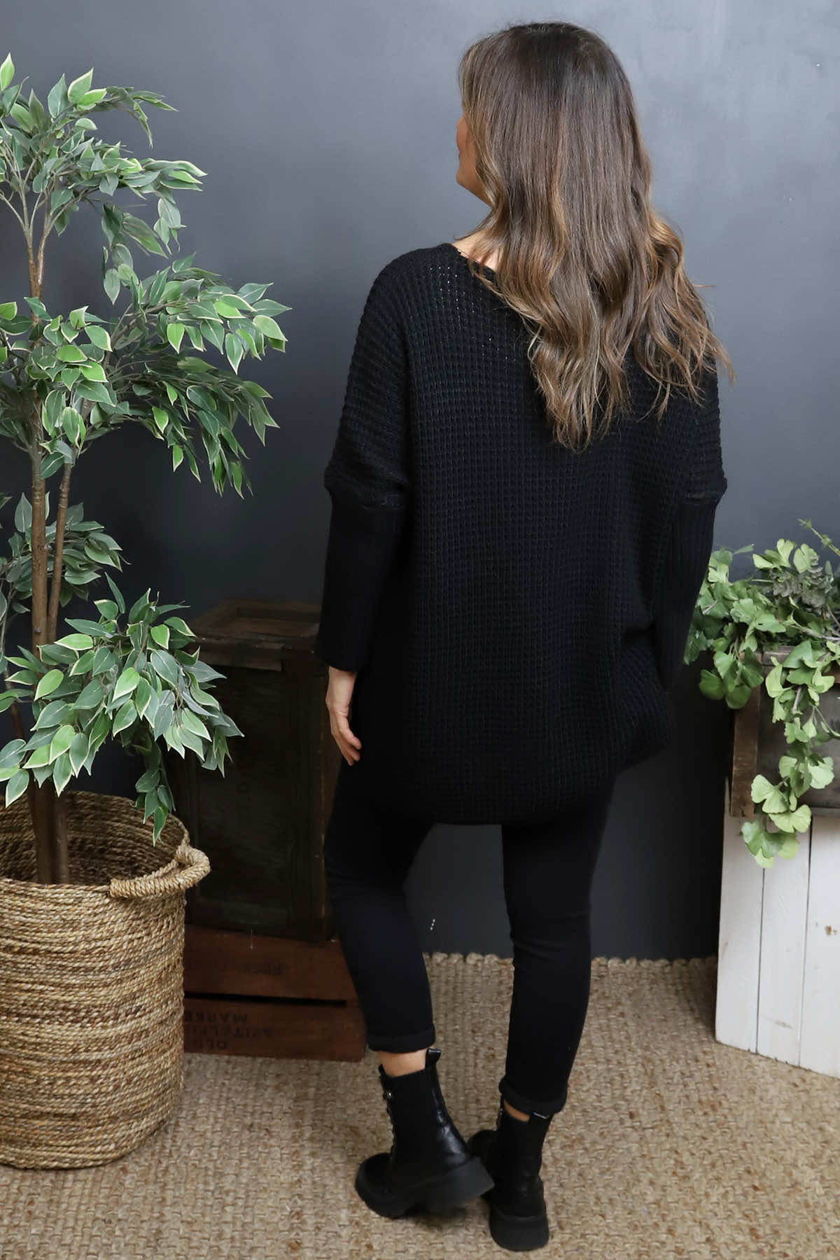 Albertina Waffle Jumper Black