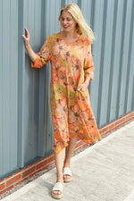 Eleni Print Linen Dress Orange Orange - Eleni Print Linen Dress Orange