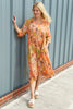 Eleni Print Linen Dress Orange