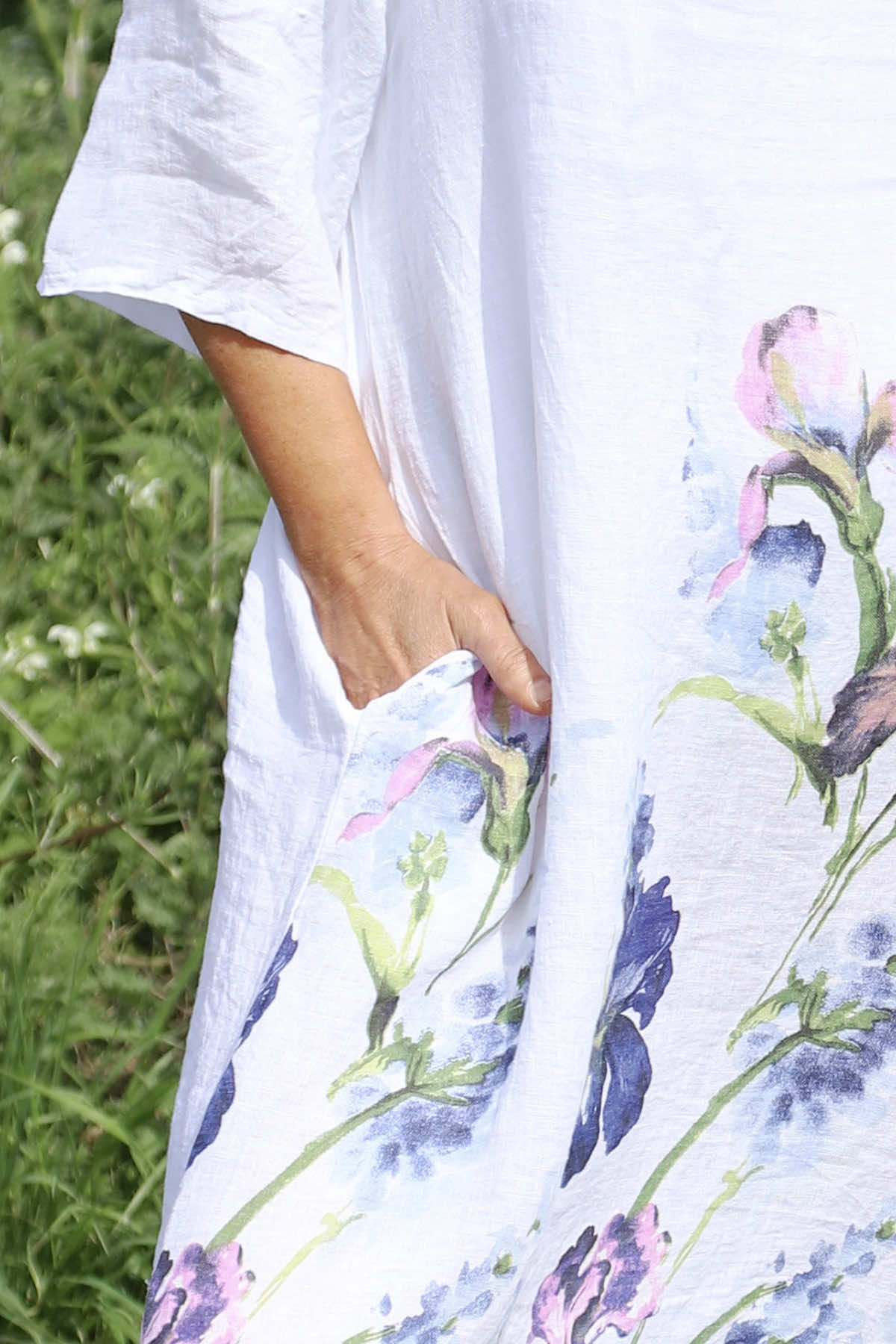 Lyla Floral Linen Dress White