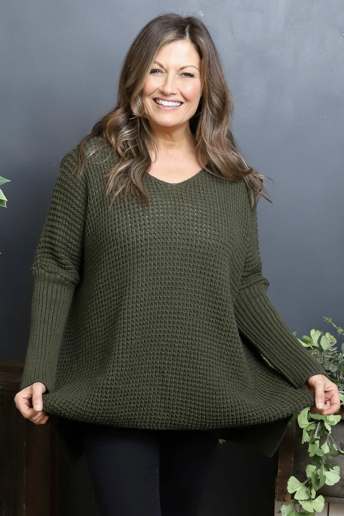 Albertina Waffle Jumper Khaki