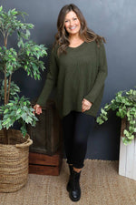 Albertina Waffle Jumper Khaki Khaki - Albertina Waffle Jumper Khaki