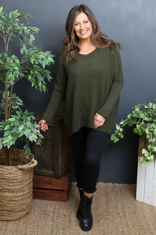 Albertina Waffle Jumper Khaki