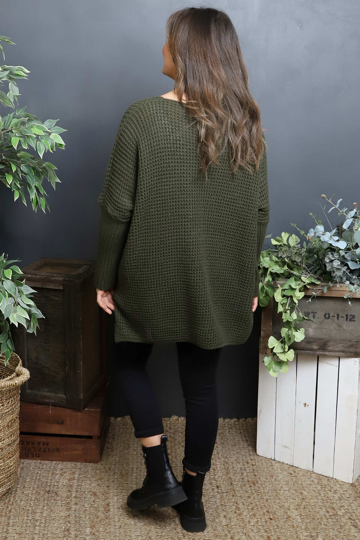 Albertina Waffle Jumper Khaki