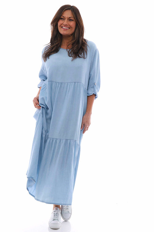 Tyra Denim Tiered Dress Light Denim - Image 3