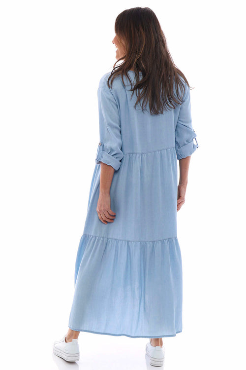 Tyra Denim Tiered Dress Light Denim - Image 6