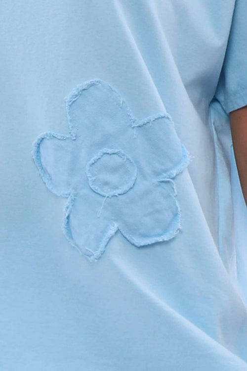 Merryn Flower Patch Cotton Top Light Blue - Image 3