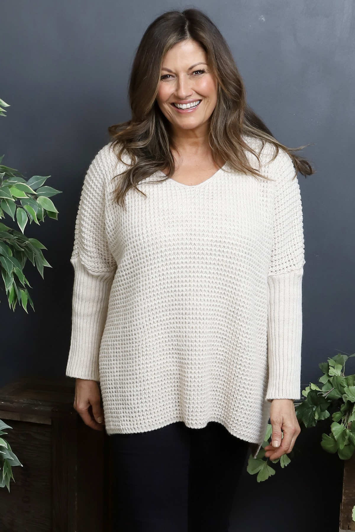 Albertina Waffle Jumper Stone