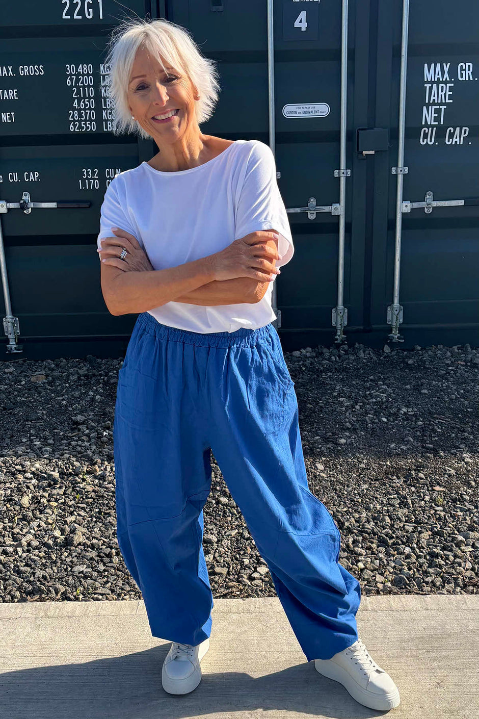 Journee Linen Trousers Cobalt