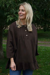 Dawsmere Button Linen Top Cocoa