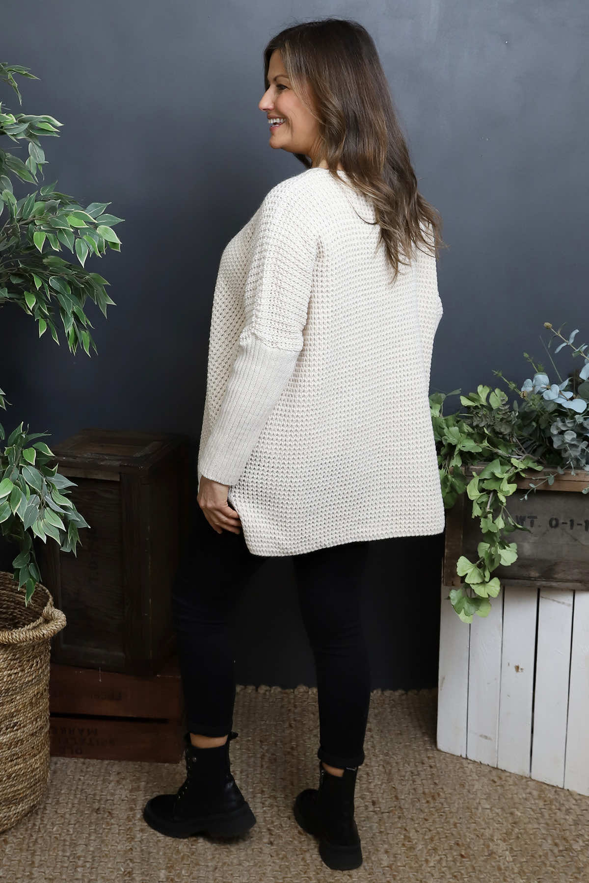 Albertina Waffle Jumper Stone