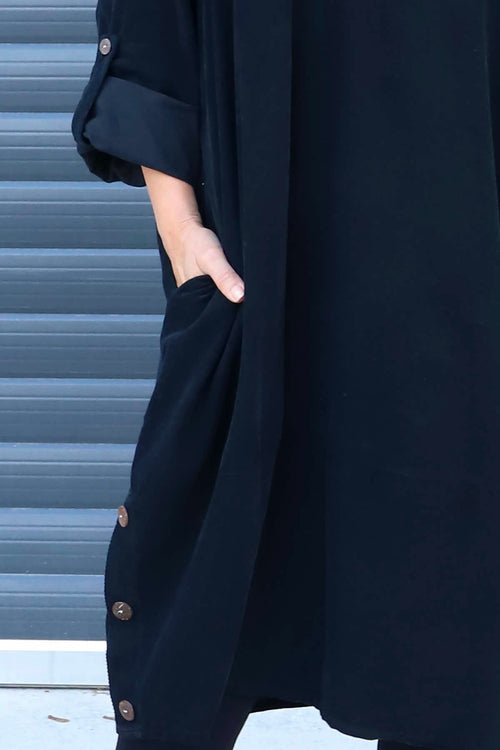 Deborah Needlecord Dress Black - Image 3