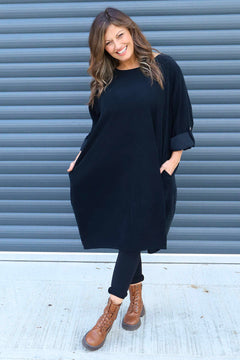 Deborah Needlecord Dress Black