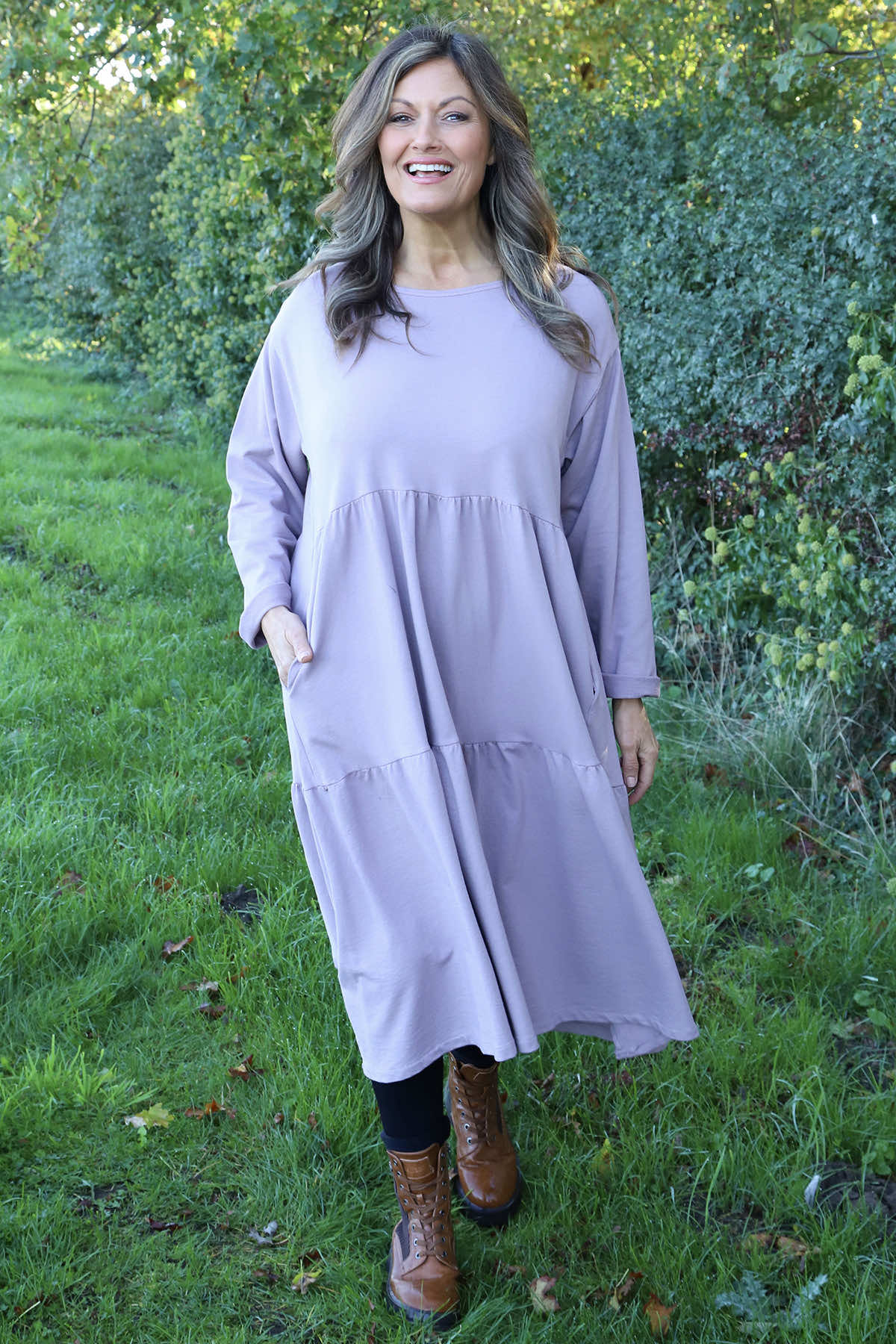 Petunia Tiered Cotton Dress Mauve