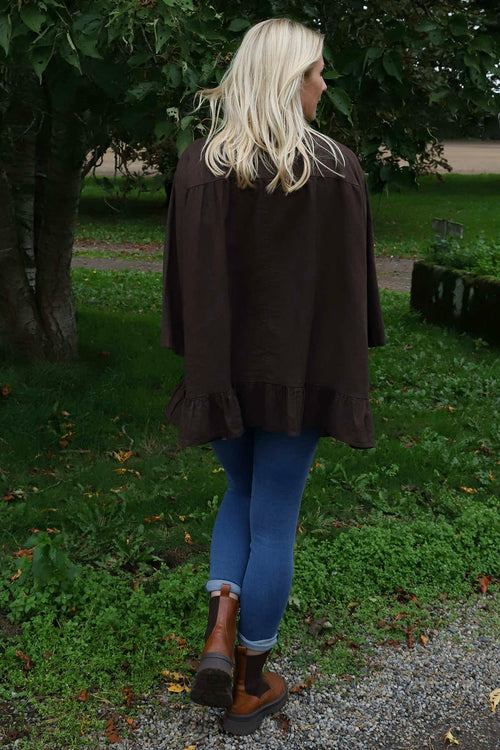 Dawsmere Button Linen Top Cocoa - Image 4