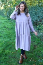 Petunia Tiered Cotton Dress Mauve Mauve - Petunia Tiered Cotton Dress Mauve