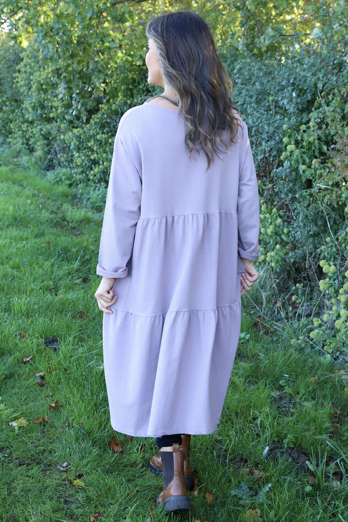 Petunia Tiered Cotton Dress Mauve