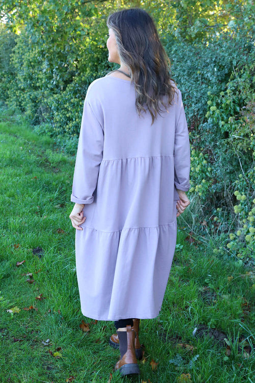 Petunia Tiered Cotton Dress Mauve - Image 4