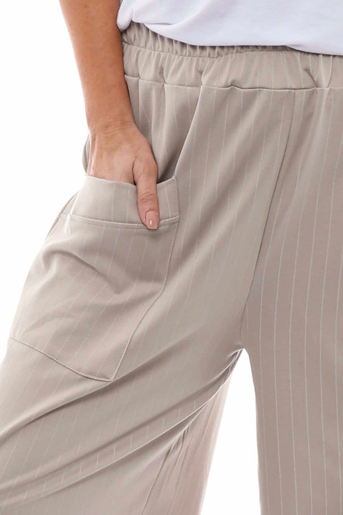 Blanca Stripe Pocket Trousers Light Mocha - Image 2