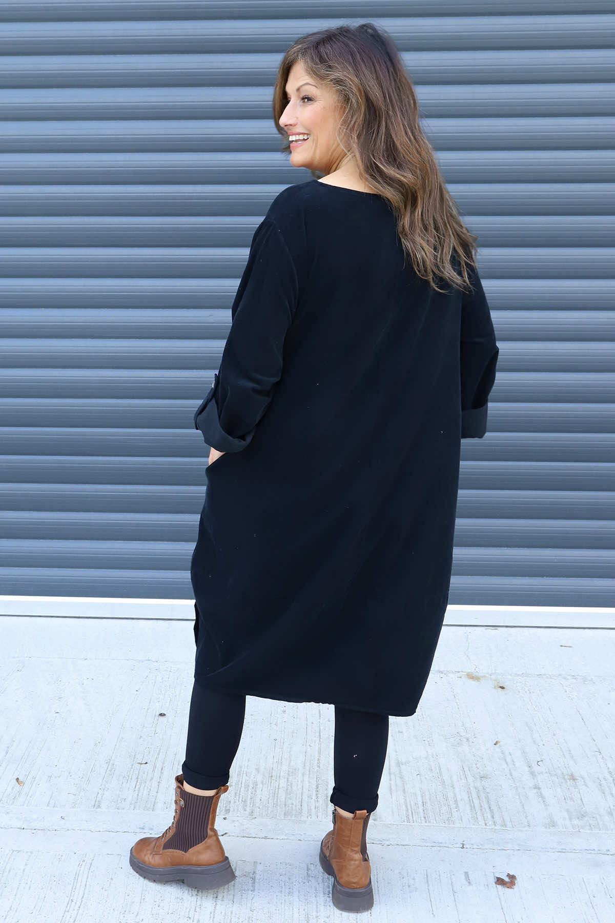 Deborah Needlecord Dress Black