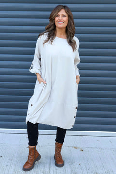 Deborah Needlecord Dress Stone