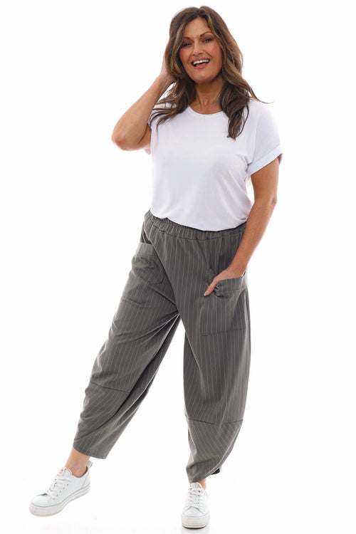 Blanca Stripe Pocket Trousers Khaki