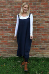 Adina Linen Pinafore Dress Navy