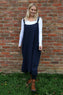 Adina Linen Pinafore Dress Navy