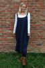 Adina Linen Pinafore Dress Navy