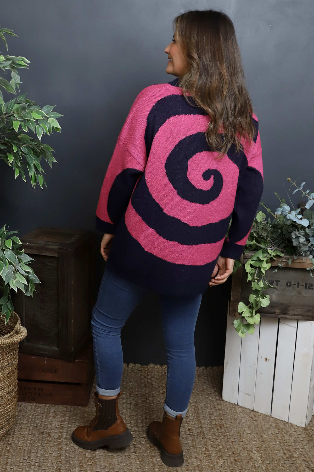 Blakeley Spiral Knit Jumper Fuchsia