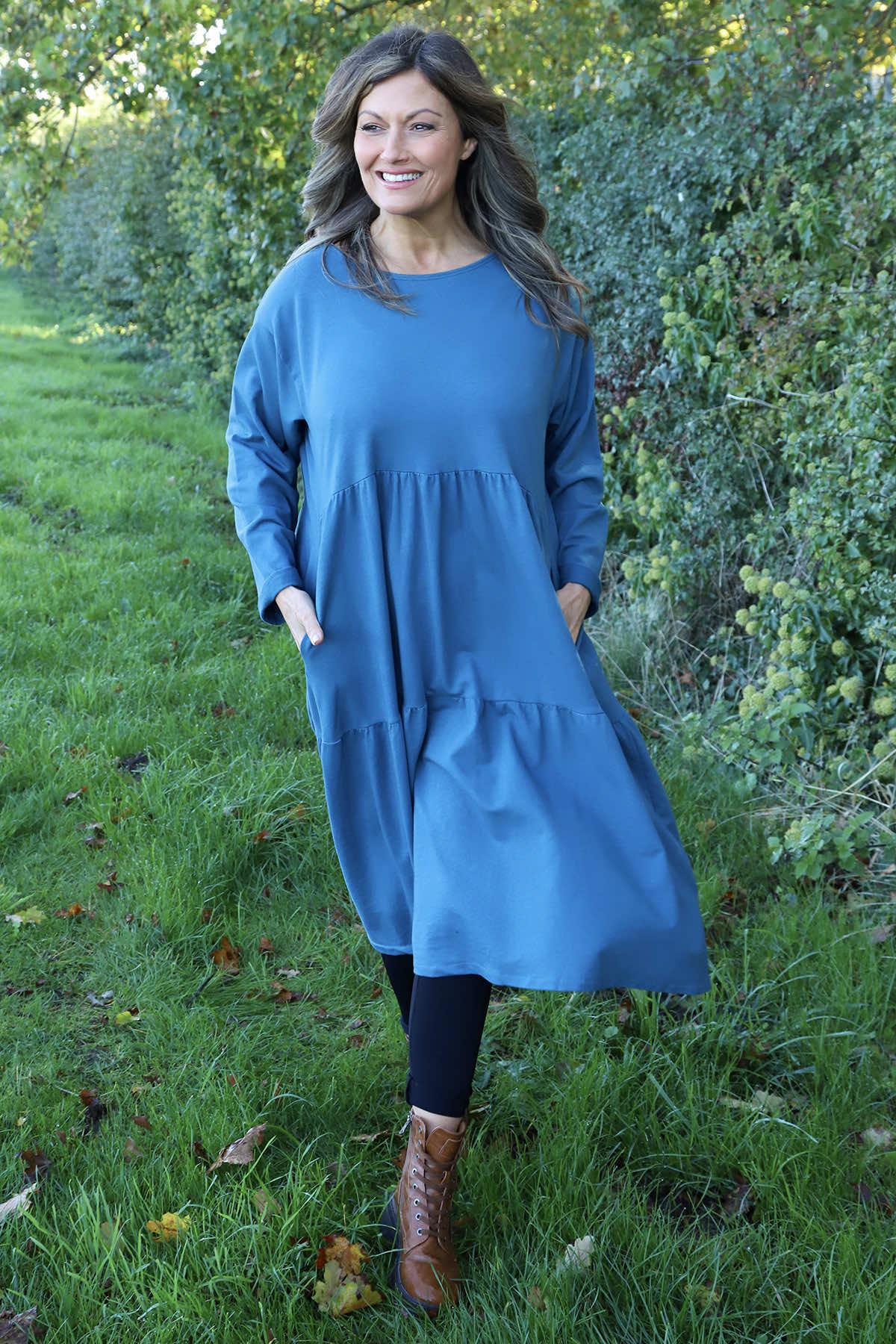 Petunia Tiered Cotton Dress Teal