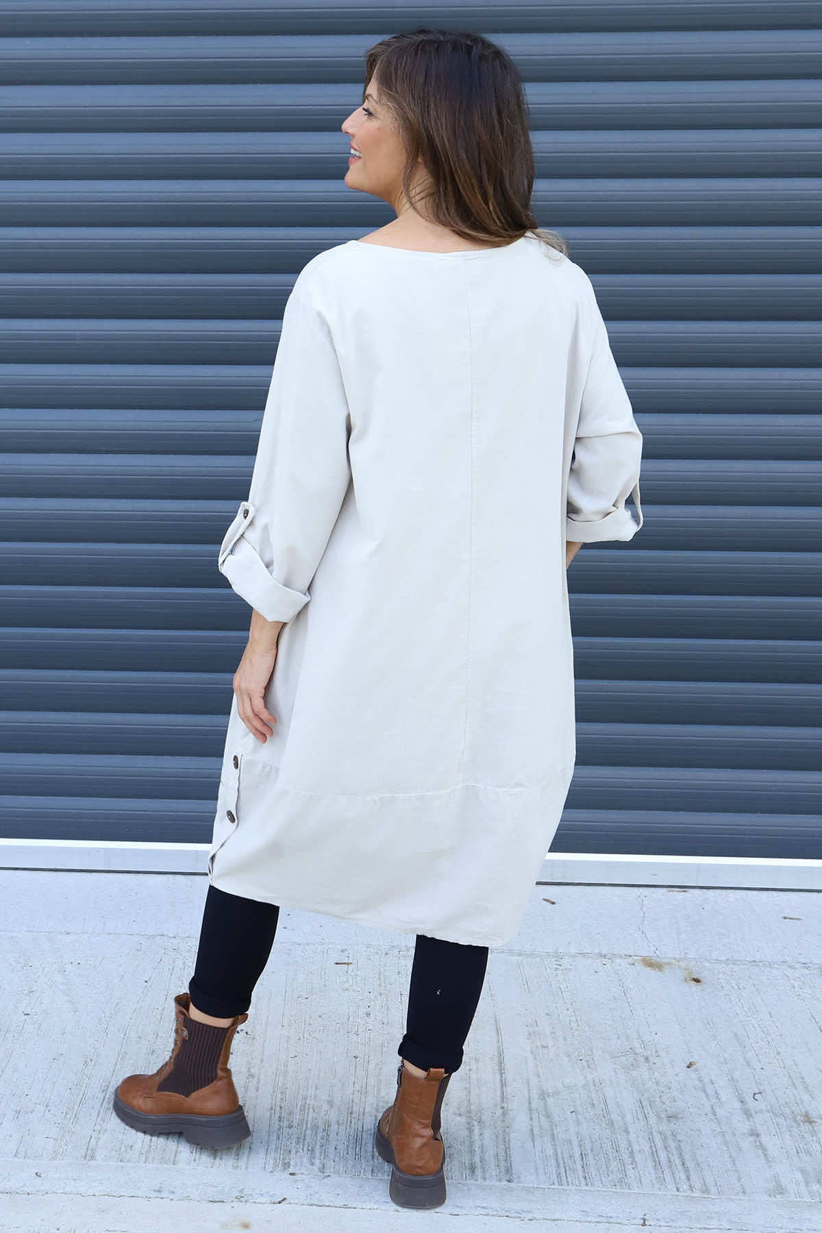 Deborah Needlecord Dress Stone