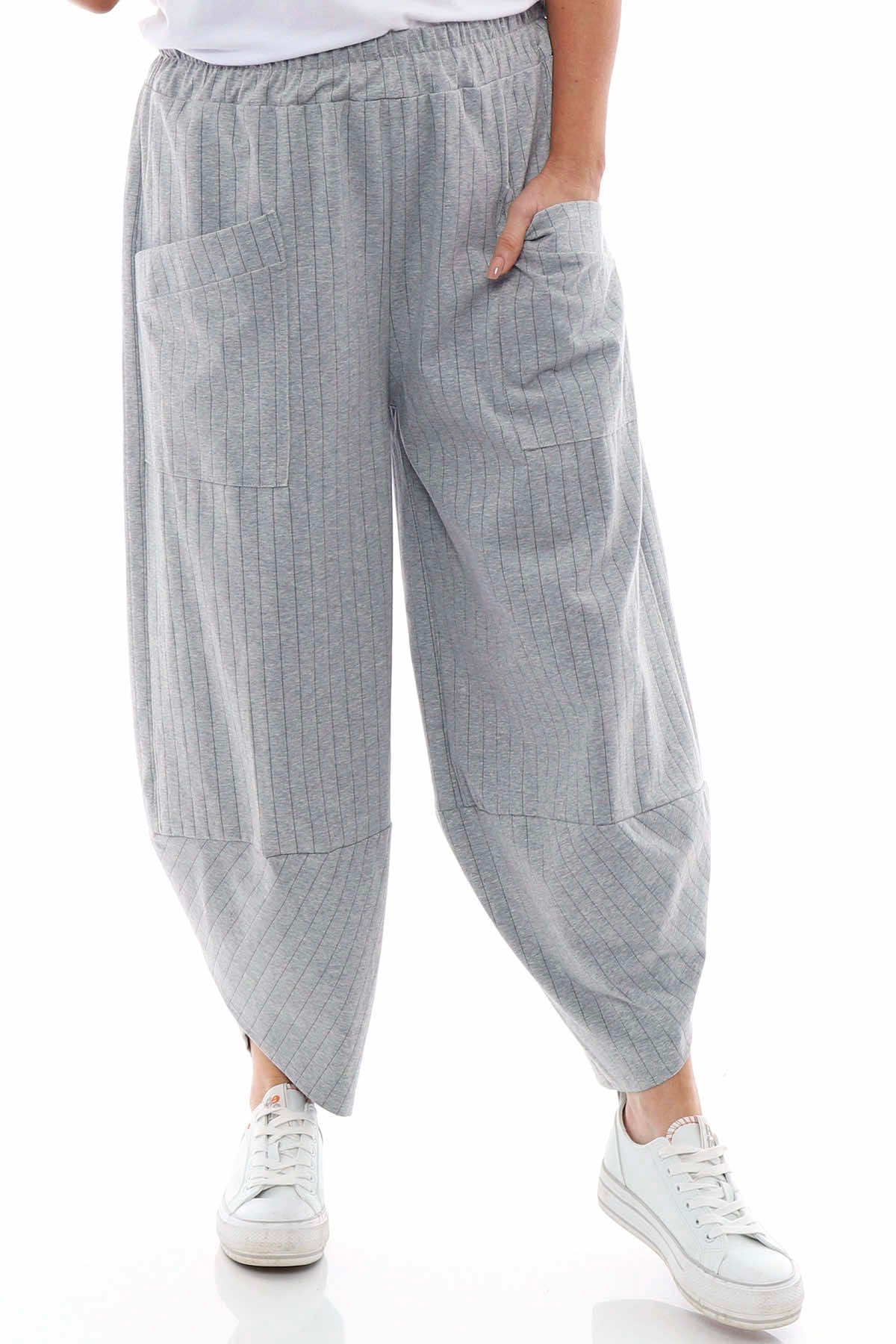 Blanca Stripe Pocket Trousers Marl Grey
