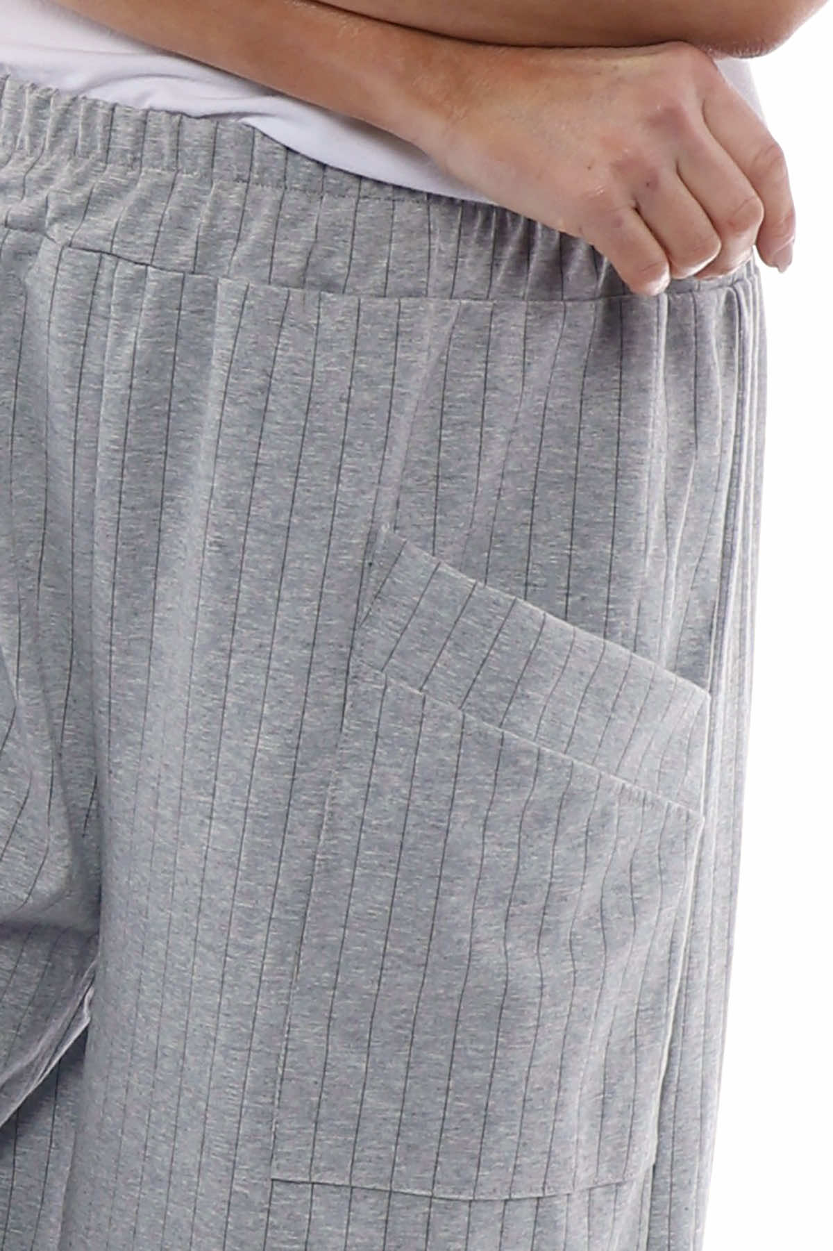 Blanca Stripe Pocket Trousers Marl Grey