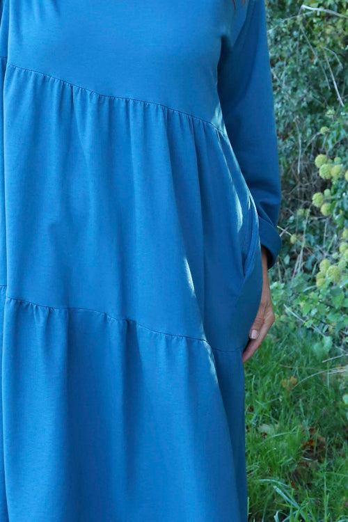 Petunia Tiered Cotton Dress Teal - Image 3