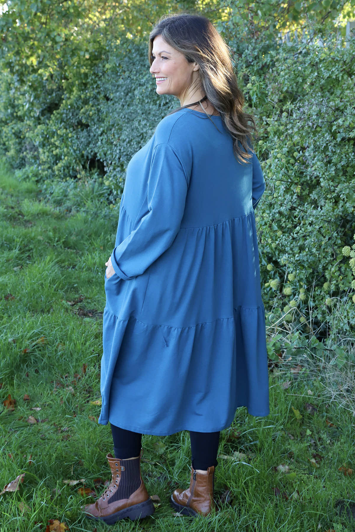 Petunia Tiered Cotton Dress Teal