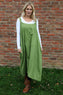 Adina Linen Pinafore Dress Olive