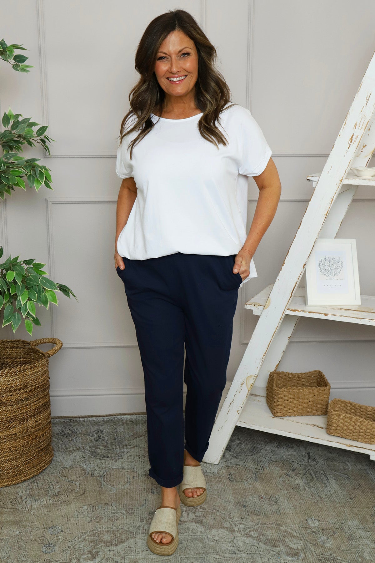 Elodie Cotton Trousers Navy