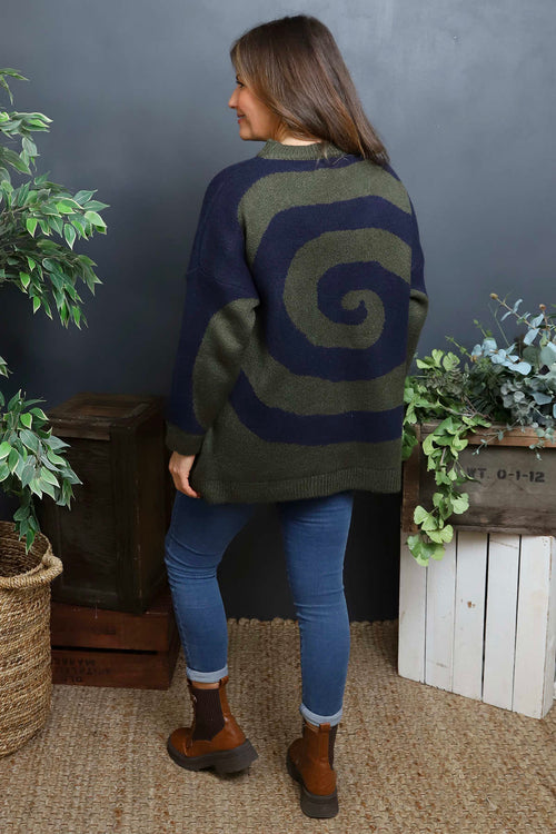 Blakeley Spiral Knit Jumper Khaki - Image 4