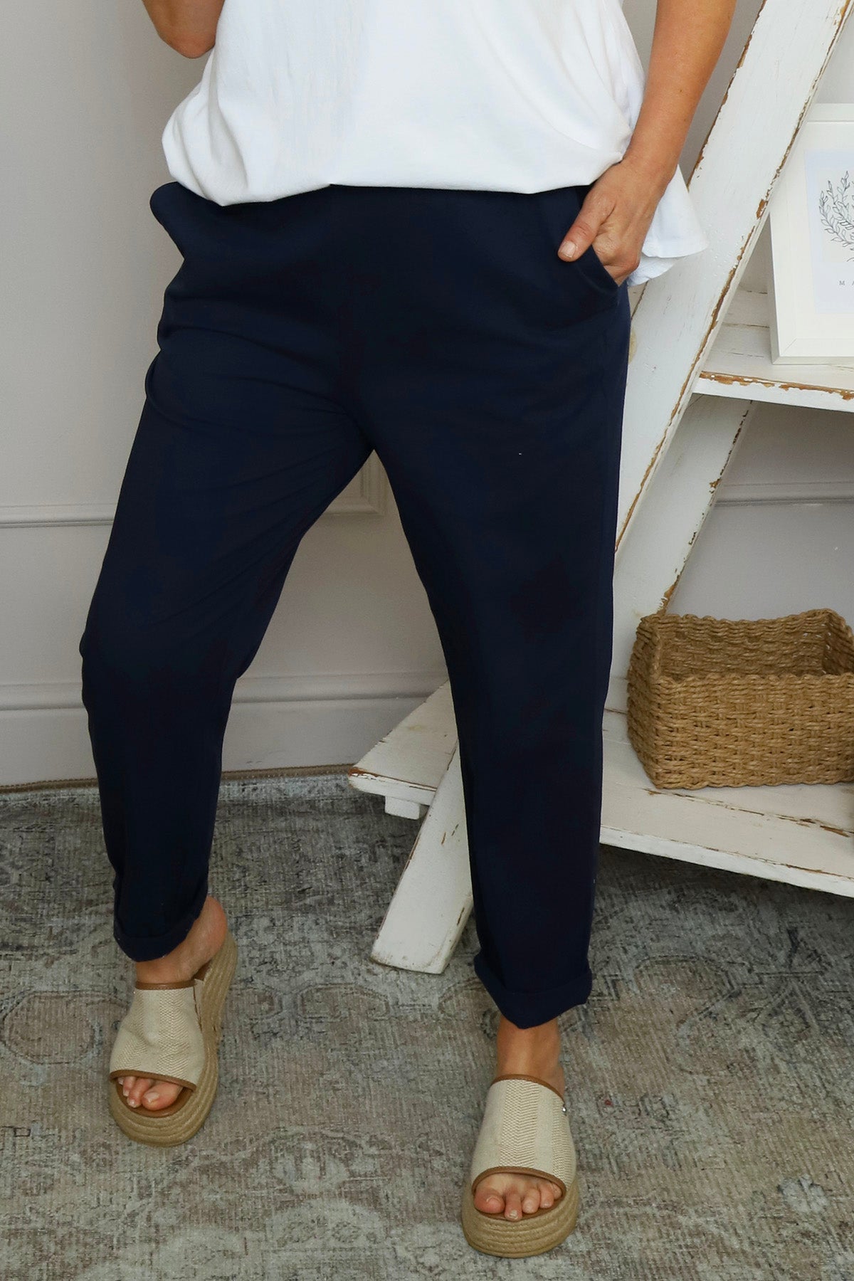Elodie Cotton Trousers Navy