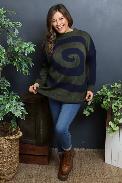 Blakeley Spiral Knit Jumper Khaki - Image 3