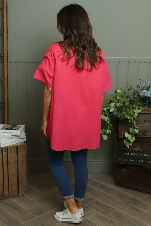 Lily Linen Shirt Hot Pink - Image 4