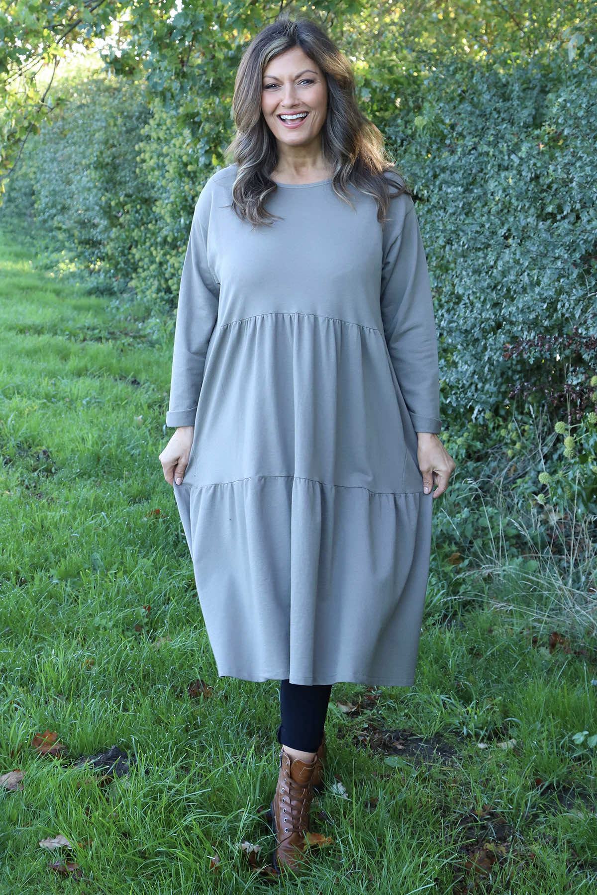 Petunia Tiered Cotton Dress Mocha